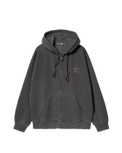 GIACCA CARHARTT WIP HOODED NELSON JACKET BLACK GARMENT DYED
