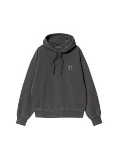 FELPA CAPPUCCIO CARHARTT WIP W' HOODED NELSON SWEAT BLACK GARMENT DYED