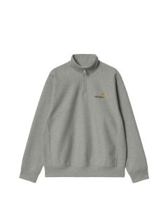 FELPA GIROCOLLO CARHARTT WIP HALF ZIP AMERICAN SCRIPT SWEAT GREY HEATHER