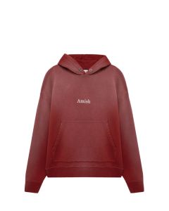 FELPA CAPPUCCIO AMISH SWEATER MICRO LOGO SPRAY USED EARTH RED