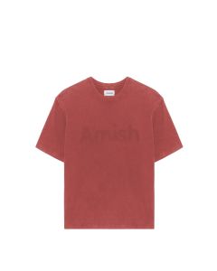 T-SHIRT MANICHE CORTE AMISH SHADOW LOGO PIGMENT STONE EARTH RED