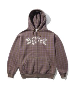 FELPA CAPPUCCIO BUTTER GOODS ERUPTION ZIP-THRU HOOD PLAID
