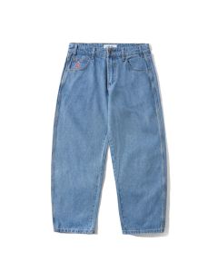 JEANS CASH ONLY LOGO BAGGY DENIM JEANS WASHED INDIGO