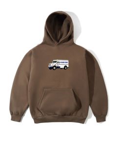 FELPA CAPPUCCIO CASH ONLY MONEY TRUCK PULLOVER HOOD BROWN