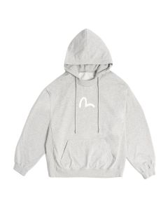 FELPA CAPPUCCIO EVISU HEAVY WEIGHT RIB PANEL HOODIE LIGHT GREY