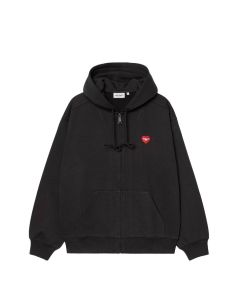 GIACCA CARHARTT WIP HOODED HEART II HARTT SWEAT JACKET BLACK