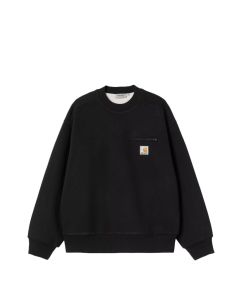 FELPA GIROCOLLO CARHARTT WIP DETROIT SWEAT BLACK STONE WASHED