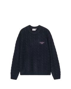 MAGLIONE CARHARTT WIP SIGNATURE SWEATER DEEP NIGHT GLASSY PINK