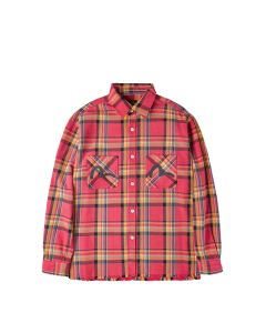 CAMICIA MANICHE LUNGHE EVISU DISTRESSED FLANNEL SHIRT RED CHECK