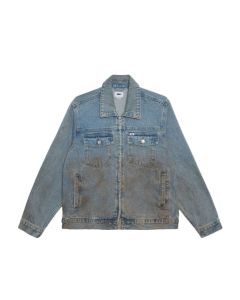 GIACCA OBEY BASE TRUCKER JACKET HEAVY VINTAGE LIGHT INDIGO