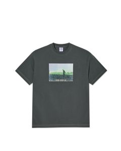 T-SHIRT MANICHE CORTE POLAR SKATE CO. CONTRAST TEE | BEACH WALK GRAPHITE GREEN
