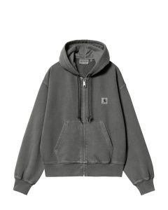 FELPA CAPPUCCIO CARHARTT WIP W' HOODED NELSON JACKET BLACK GARMENT DYED