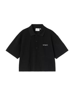 T-SHIRT MANICHE CORTE CARHARTT WIP W' S/S CARHARTT SCRIPT POLO TS BLACK WHITE