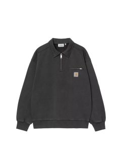FELPA GIROCOLLO CARHARTT WIP HALF ZIP DETROIT SWEAT BLACK STONE WASHED