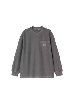 T-SHIRT MANICHE LUNGHE CARHARTT WIP L/S LOOSE POCKET T-SHIRT BLACK GARMENT DYED