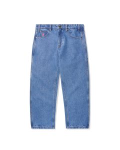 JEANS CASH ONLY LOGO BAGGY DENIM JEANS WASHED INDIGO