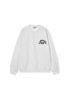 FELPA GIROCOLLO CARHARTT WIP ARCH SCRIPT SWEAT ASH HEATHER DARK NAVY STONE
