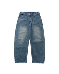 JEANS BUTTER GOODS WIDE CUT DENIM JEANS FADED WORK BLUE