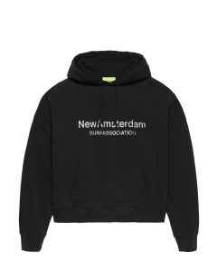 FELPA CAPPUCCIO NEW AMSTERDAM WORKED LOGO HOODIE BLACK WHITE
