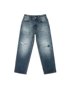 JEANS EVISU PINK DAIKOKU RIPPED JEANS MID TONE INDIGO