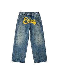 JEANS EVISU OIL STAIN DENIM JEANS MID TONE INDIGO