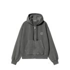 FELPA CAPPUCCIO CARHARTT WIP W' HOODED NELSON JACKET BLACK GARMENT DYED