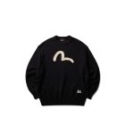 MAGLIONE EVISU LOGO EMB. KNIT PULLOVER ALLOVER BLACK